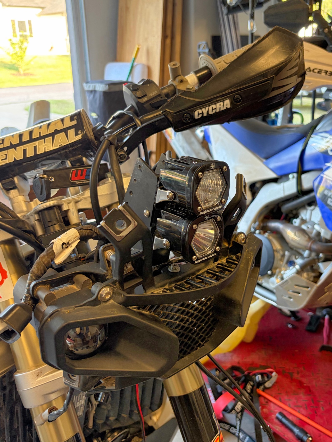 Aluminum rally tower with the Baja Designs S1 lights mounted